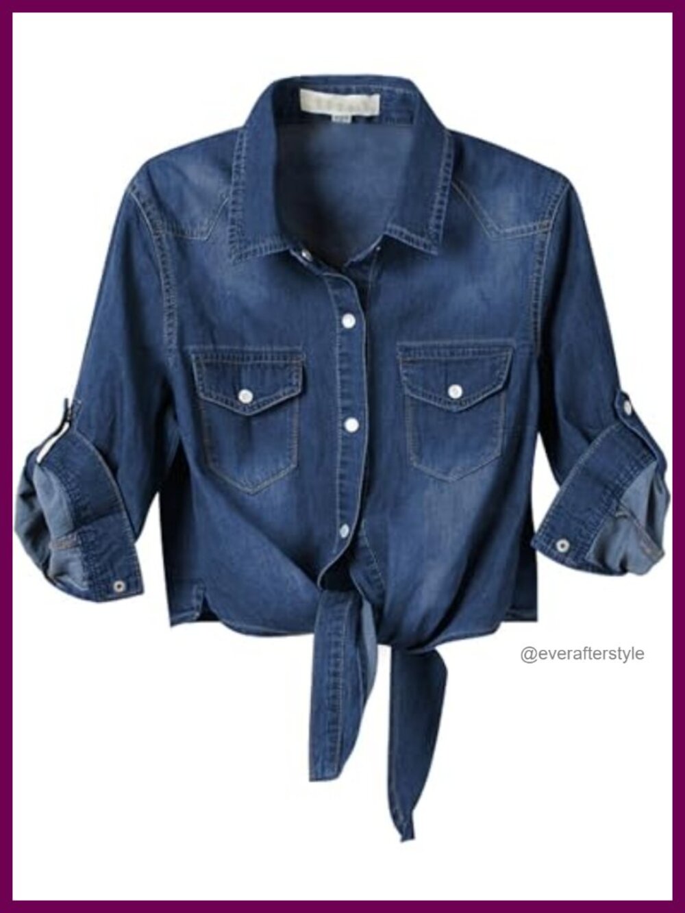 Women's Crop Denim Top Tie Knot Chambray Shirt Lightweight Cardigan